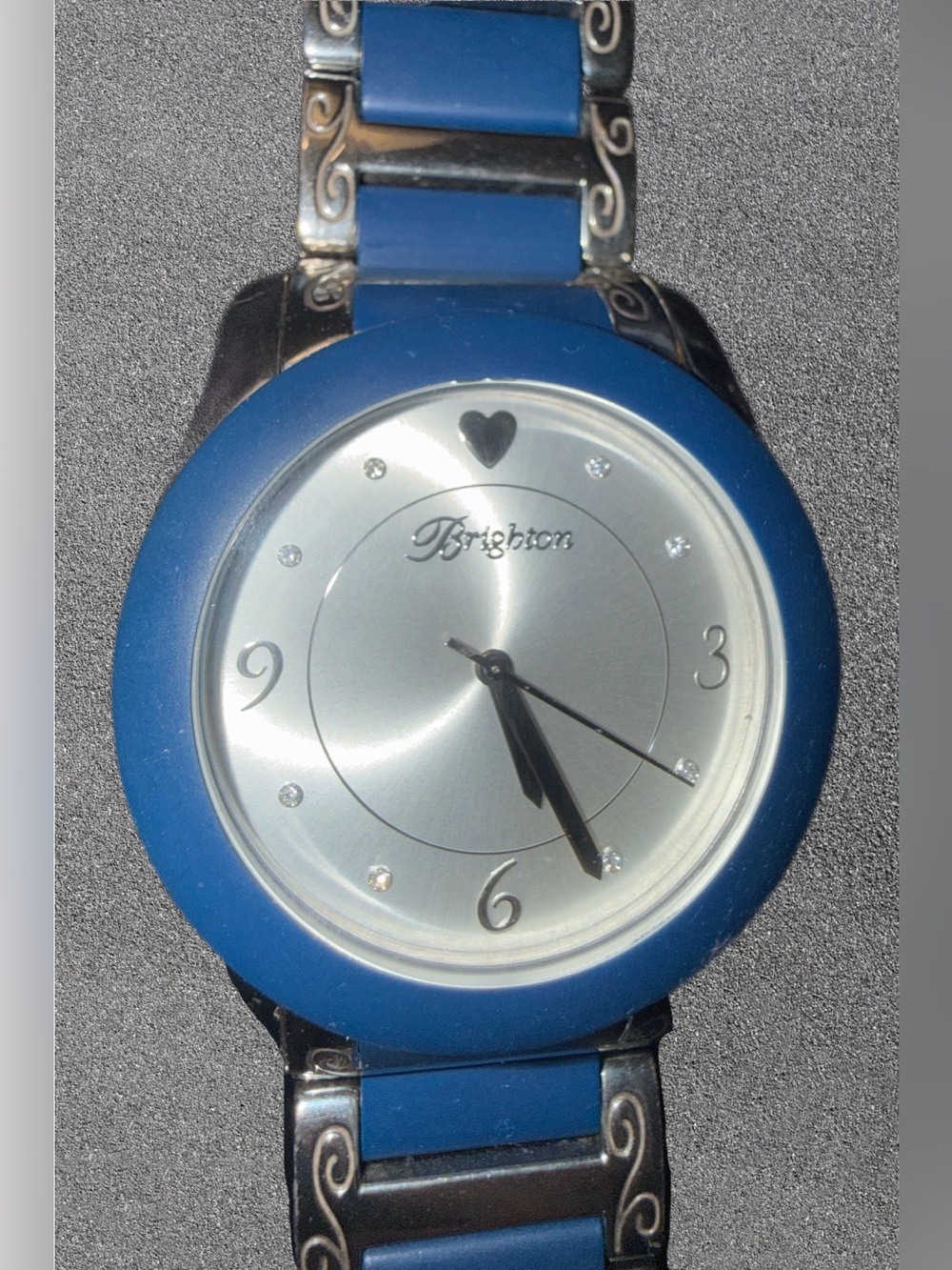 Brighton Brooklyn Blue Silver-Tone Bracelet Watch Retired